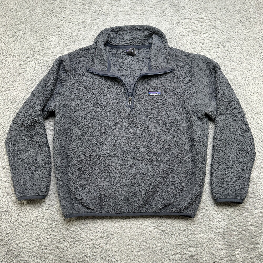 Patagonia Sweater Womens Medium Gray Fleece Quarter Zip Hiking Outdoor Deep Pile